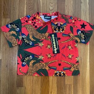 Nooworks Pride Tiger Cropped T-Shirt Size XS NWT